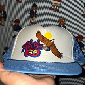 VTG 80S 90S ALASKA EAGLE SNAPBACK CAP VINTAGE BLUE